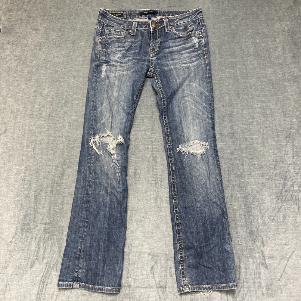 Vigoss Studio The Seattle Boot Jeans Womens 7/8 29 Blue Distressed Flap Pocket